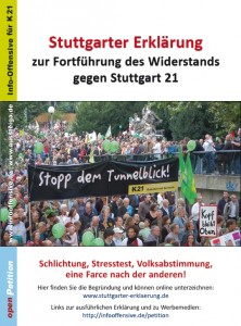 Petition - Stuttgarter Erklärung zur Fortführung des Widerstands gegen Stuttgart 21