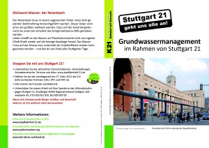 Flyer: Grundwassermanagement  im Rahmen von Stuttgart 21
